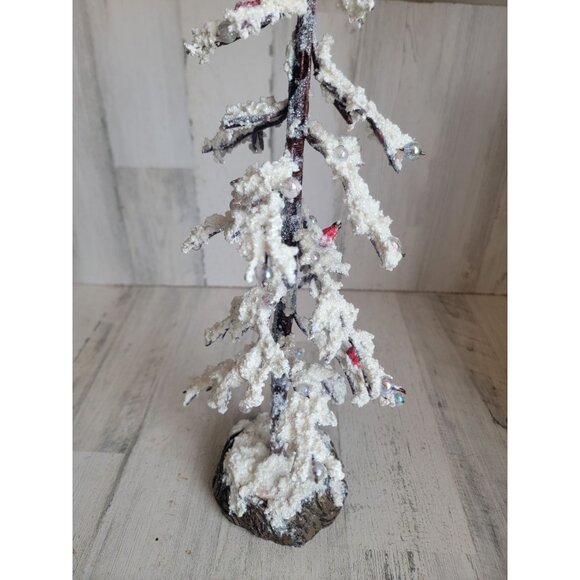 Large red cardinal bird frosted ice tree home decor xmas - Picture 6 of 6